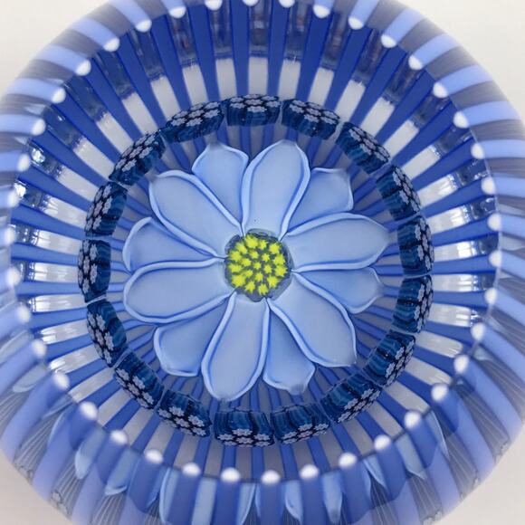 Perthshire 1997A Miniature Flower Blue Rod Overlay Top Facet Garland Paperweight - Picture 6 of 15